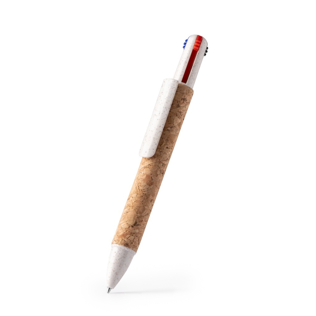 Corles - 3-kolorowy wysuwany długopis. Konstrukcja wykonana z bambusa i włókna pszennego.