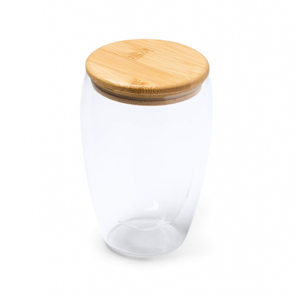 VERTUS - Szklanka 350 ml z bambusową pokrywką
