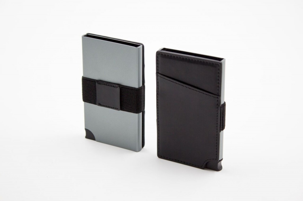 WALLY CARTA - aluminiowy portfel RFID ze skórzanym etui