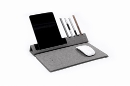 Evopad Charge Eco - Podkładka po mysz z ładowarką bezprzewodową & stojak na telefon wykonana z materiału RPET