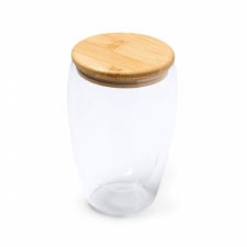 VERTUS - Szklanka 350 ml z bambusową pokrywką